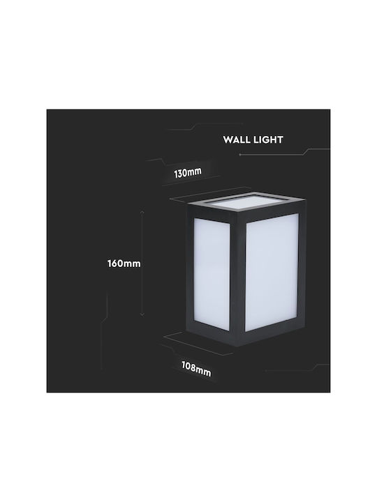V-TAC Επιτοίχια Εξωτερική Πλαφονιέρα LED IP65 12W με Φυσικό Λευκό Φως 16x10.8x13εκ.