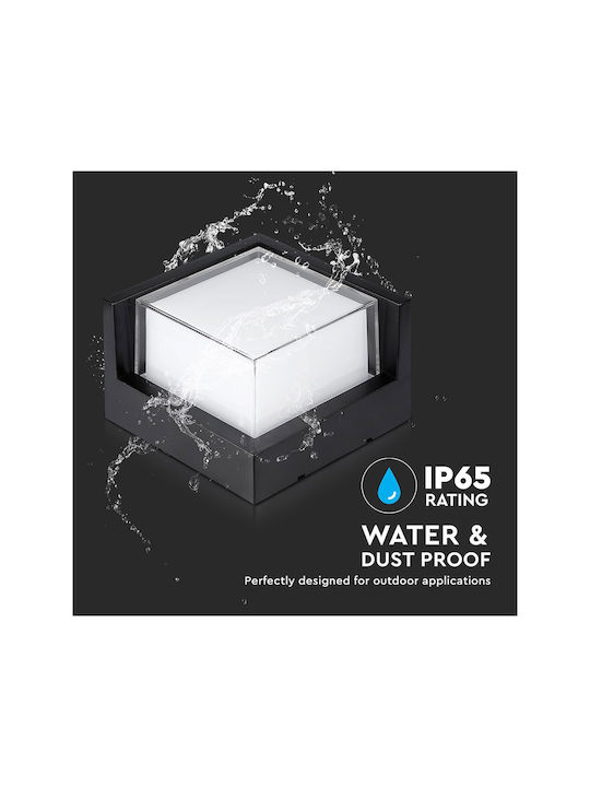 V-TAC Επιτοίχια Εξωτερική Πλαφονιέρα LED IP65 12W με Φυσικό Λευκό Φως 16x16x10εκ.