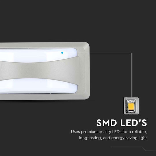 V-TAC Wall-Mounted Outdoor Ceiling Light LED IP65 12W with Warm White Light 23x11x7.6εκ.