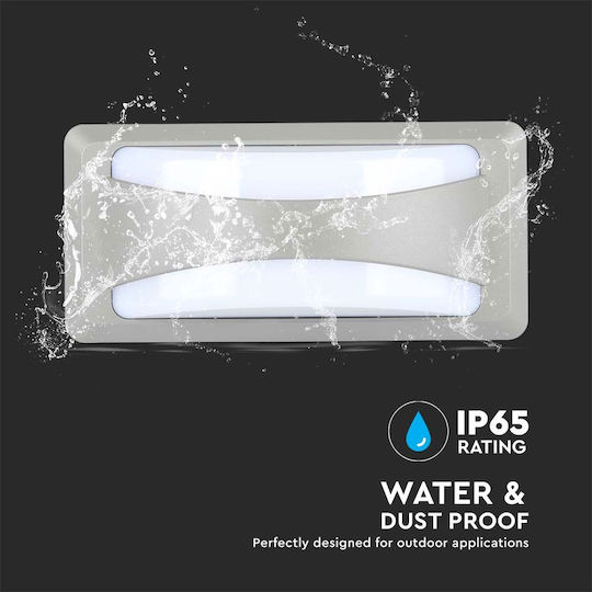 V-TAC Επιτοίχια Εξωτερική Πλαφονιέρα LED IP65 12W με Φυσικό Λευκό Φως 23x11x7.6εκ.