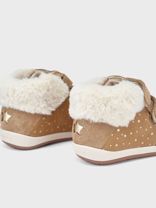 My First Steps Suede Kinderstiefeletten mit Klettverschluss Tabac Braun