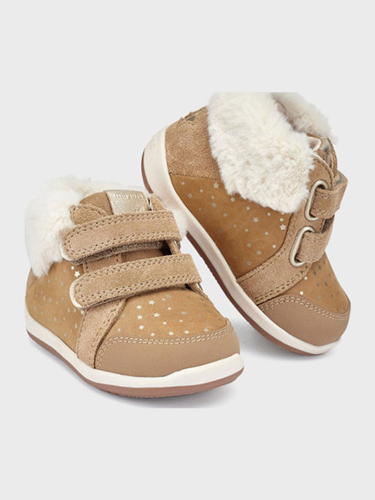 My First Steps Suede Kinderstiefeletten mit Klettverschluss Tabac Braun