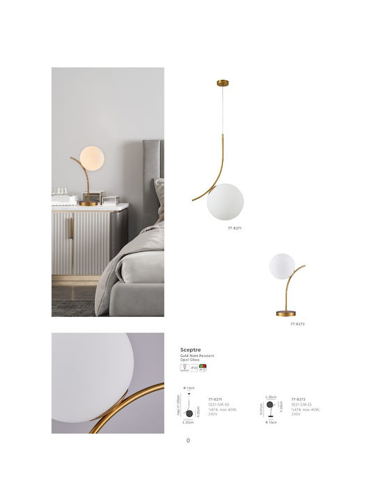 Home Lighting Decorative Lamp with Socket for Bulb E14 Gold