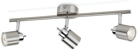 Philips Meranti Τριπλό Σποτ με Ντουί GU10 σε Ασημί Χρώμα