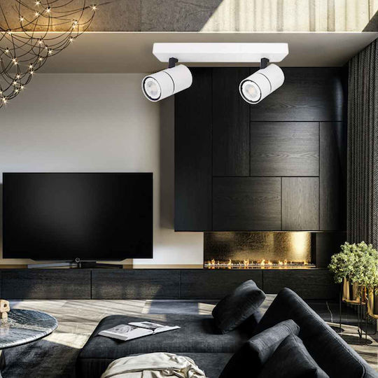 Eurolamp Διπλό Σποτ με Ντουί GU10 σε Λευκό Χρώμα Eurolamp Διπλό Σποτ με Ντουί GU10 σε Λευκό Χρώμα