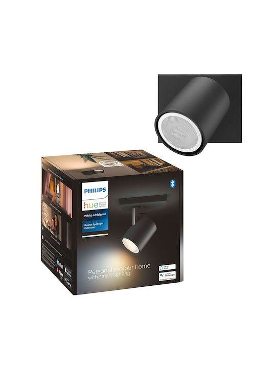 Philips Runner Μονό Σποτ με Ντουί GU10 σε Μαύρο Χρώμα