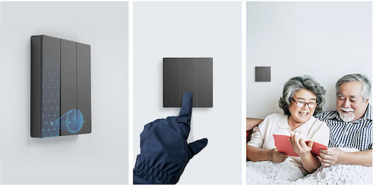 Sonoff M53c80 Χωνευτός Διακόπτης Τοίχου Wi-Fi Τριπλός με Πλαίσιο Γκρι