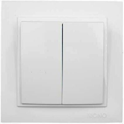 Eurolamp Recessed Electrical Lighting Wall Switch with Frame Basic White 152-10104