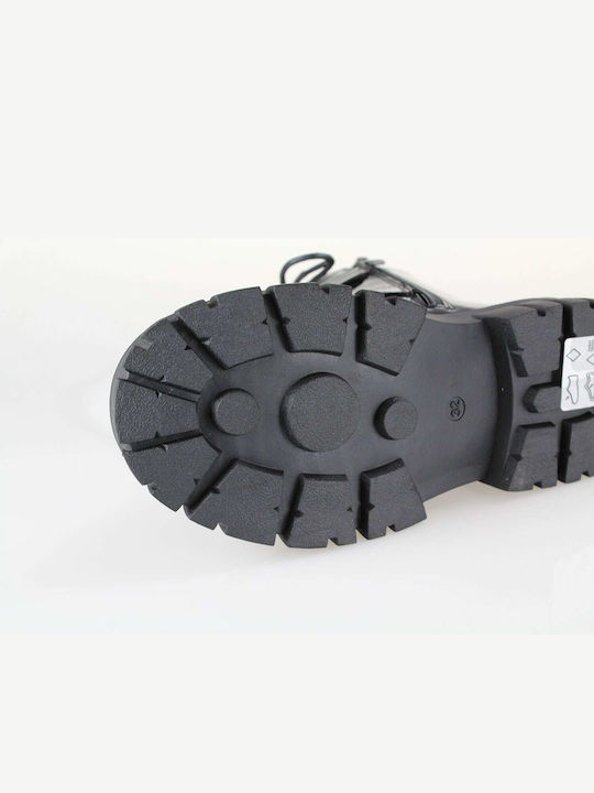 Lederne Kinderstiefel mit Reißverschluss Schwarz