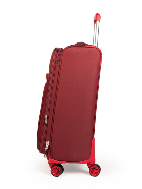 Cardinal Travel Suitcases Fabric Burgundy Max Height 70cm with 4 Wheels Set of 3 Pieces