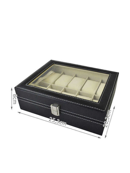 Iso Trade Wooden Case with transparent lid for 10 watches in Black color B01MXG05PY