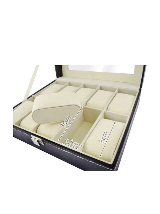 Iso Trade Wooden Case with transparent lid for 10 watches in Black color B01MXG05PY