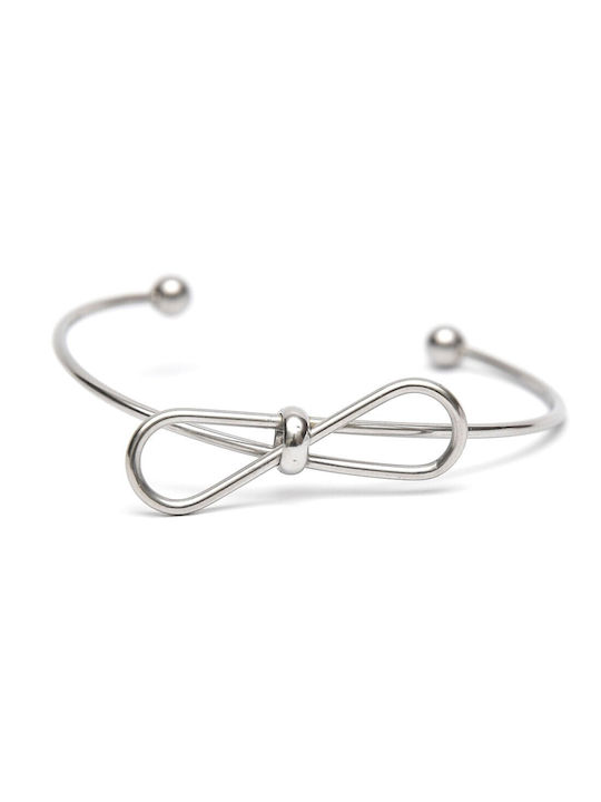 Steel cuff bracelet open 2mm with silver bow ''Kallistis'' -