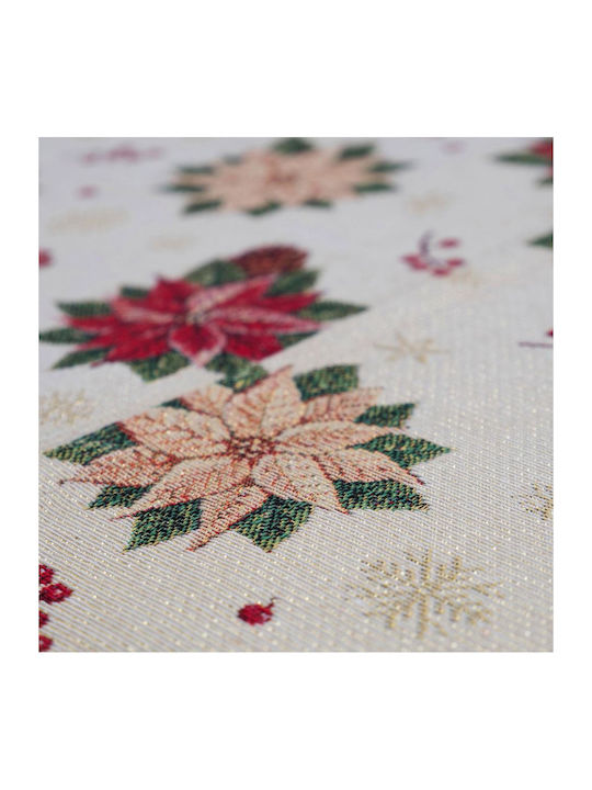 Sette Colori 8902 Christmas Tablecloth Runner Fabric Beige L180xW40cm 1pcs