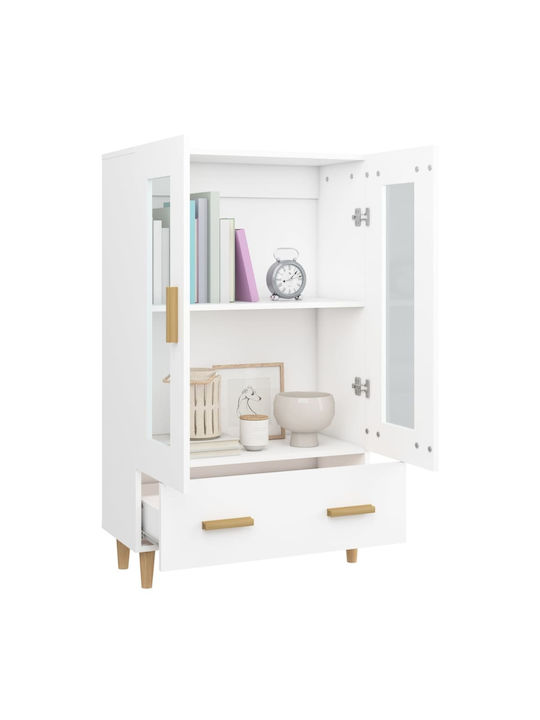 Wall Living Room Display Cabinet made of Particleboard with Glass White 70x31x115cm
