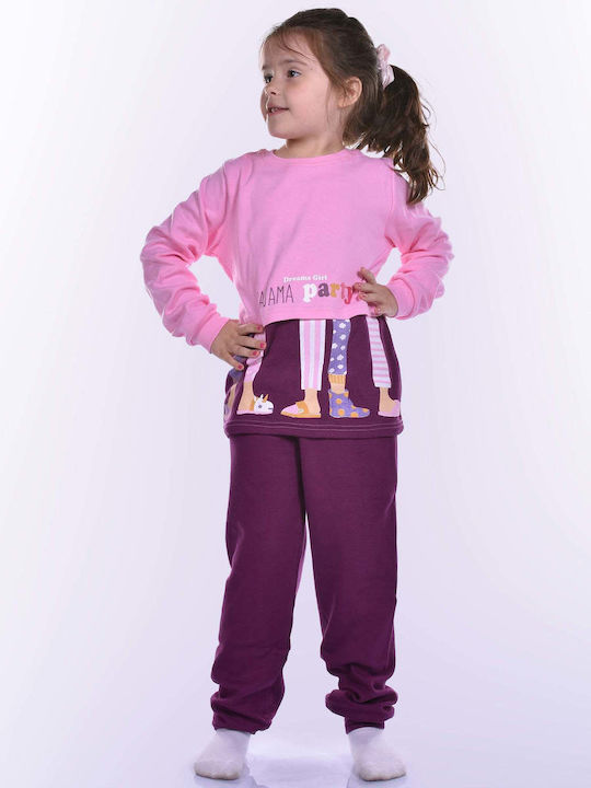 Dreams by Joyce Set Top & Bottom Kids Winter Cotton Pyjamas Pink