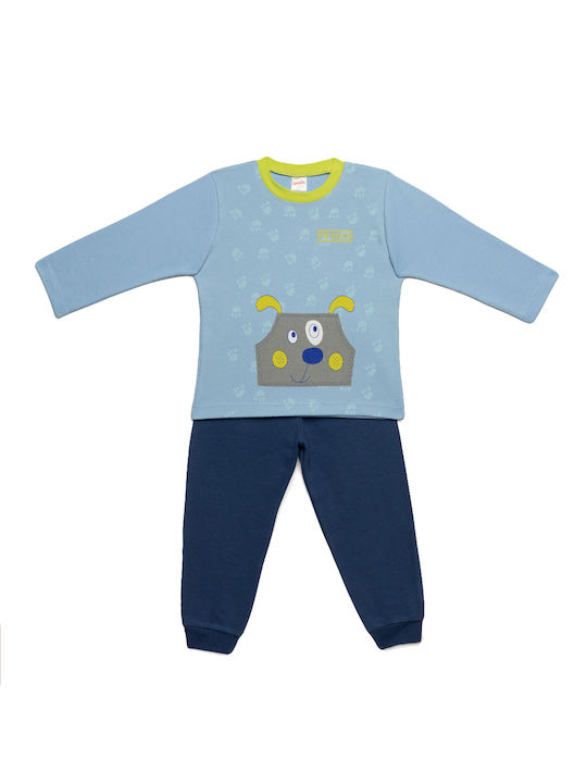 Minerva Set Top & Bottom Kids Winter Cotton Pyjamas Light Blue