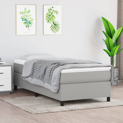 Bed Base Single made of Wood Light Grey 90x200x35cm