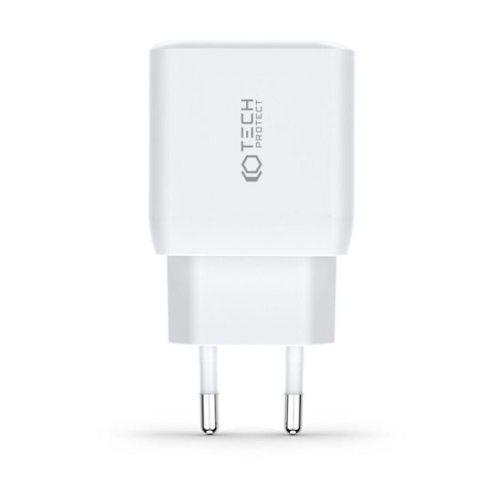 Tech-Protect Charger Without Cable with 2 USB-C Ports 35W Power Delivery Whites (C35W)