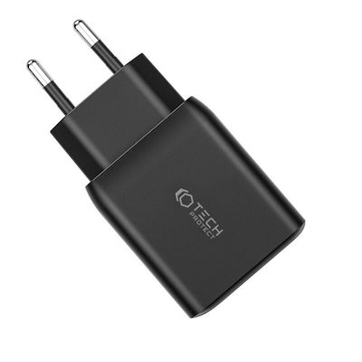 Tech-Protect Ladegerät ohne Kabel mit 2 USB-C Anschlüsse 35W Stromlieferung Schwarzs (C35W)
