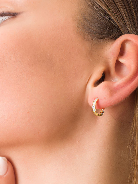 Oxzen Earrings Hoops made of Silver Gold Plated with Stones