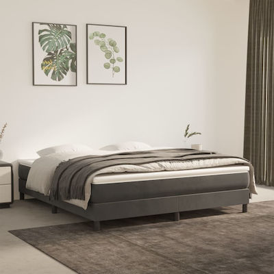 Bed Base Queen Size made of Wood Dark Grey 160x200x25cm