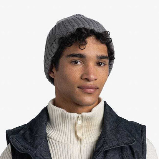 Rutger Beanie Unisex Beanie with Rib Knit in Gray color