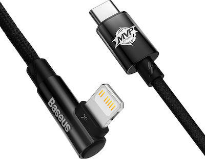 Baseus MVP 2 Geflochten / Winkel (90°) USB-C zu Lightning Kabel 20W Schwarz 1m (CAVP000201)