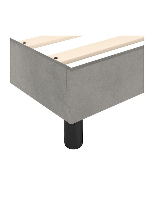 Double Bed Base Upholstered with Light Gray Fabric for Mattress 160x200cm