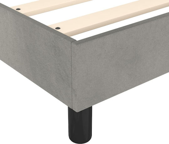 Double Bed Base Upholstered with Light Gray Fabric for Mattress 160x200cm