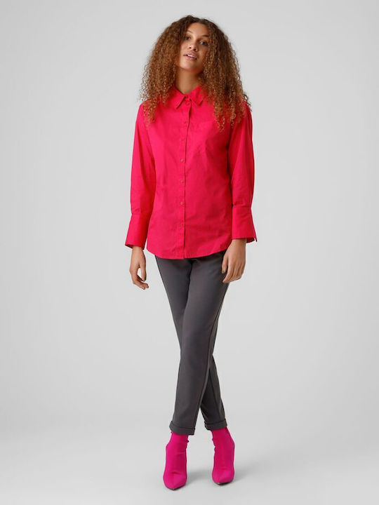Julia Langärmelig Damen Hemd Fuchsie
