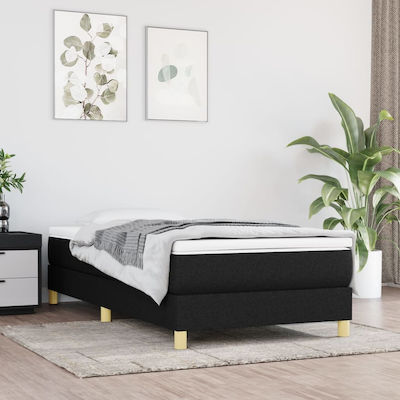 Bed Base Single made of Wood Black 90x200x25cm