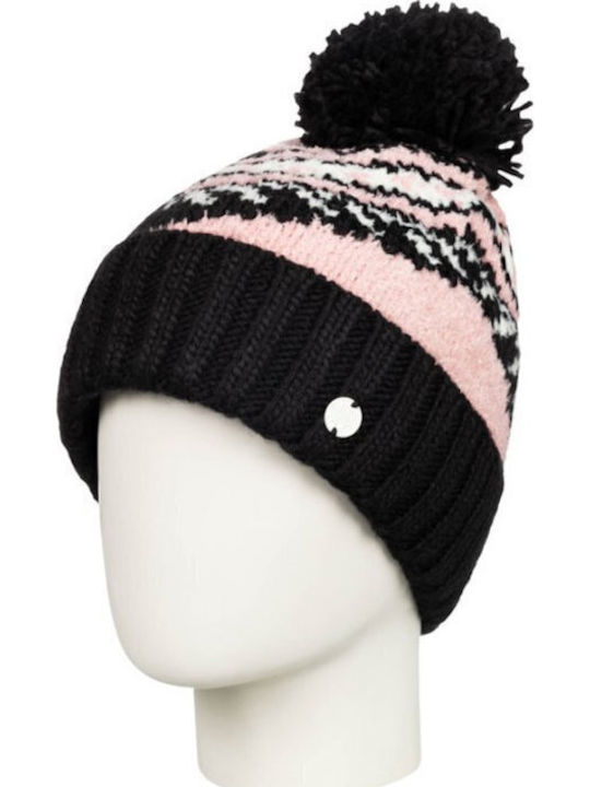 Hateya Pom Pom Beanie Căciulă Tricotată Pentru Femei Negru/Roz