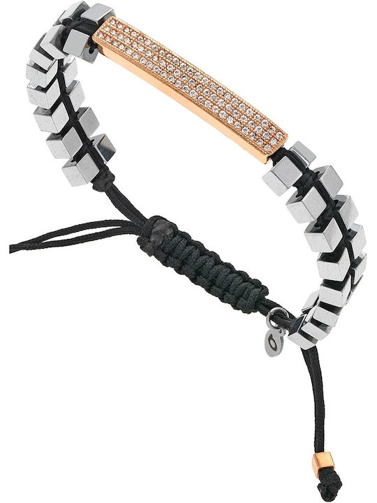 Breeze Bracelet Macrame made of Cord Gold Plated with Zircon