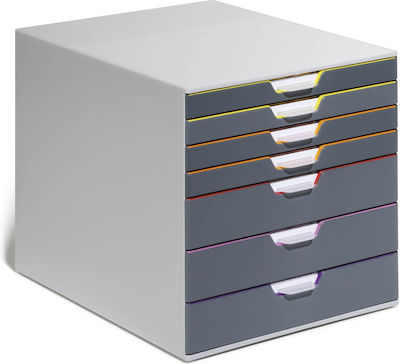 Durable Plastic Desktop Drawer 7 Number of Spit 28x35.6x29.2cm Gray Varicolor 1657607