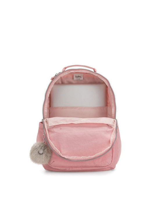 Kipling Seoul Bridal Розова Ученическа Раница Основно Клас с Джоб за Бутилка 27 Литра