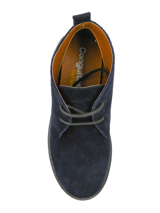 Suede Kinderstiefeletten mit Schnürsenkeln Blau