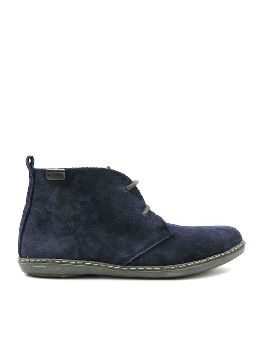 Suede Kinderstiefeletten mit Schnürsenkeln Blau