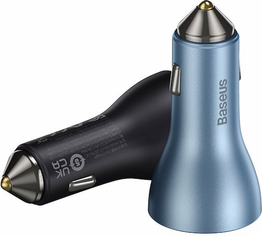 Baseus Golden Contactor Pro Car Charger 65W with Ports: 1xUSB 2xType-C Gray Color