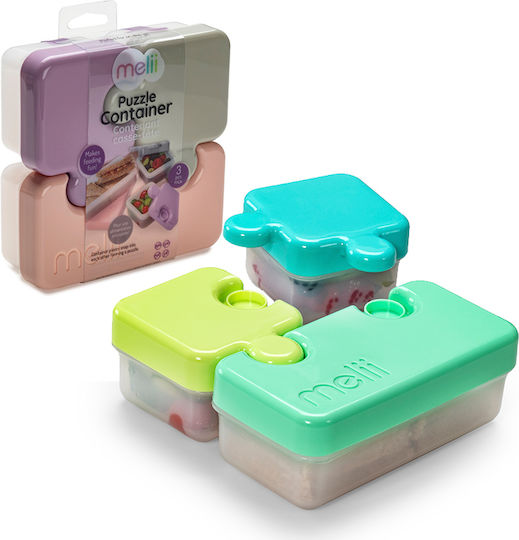 Melii Puzzle Bento Lime Recipient pentru copii din plastic Multicolor
