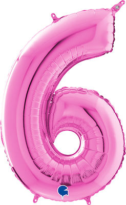 Balloon Foil Jumbo Number 6 Pink 100cm Fuchsia