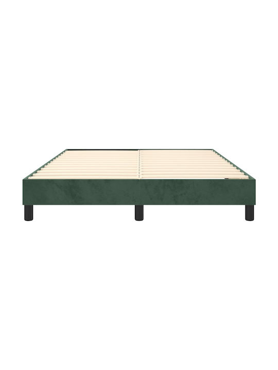 Double Bed Base Upholstered with Dark Green Fabric Suitable for Mattress 140x200cm