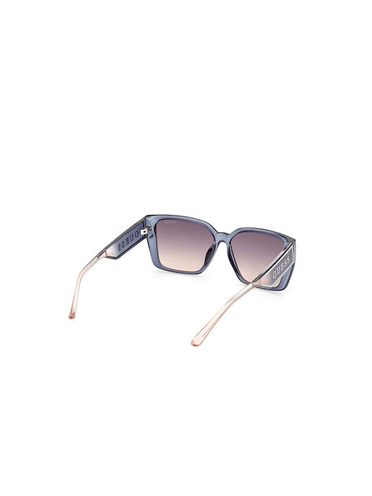 Guess De damă Ochelari de soare cu Albastru Din plastic Cadru și Maro Ochelari de soare Lentilă