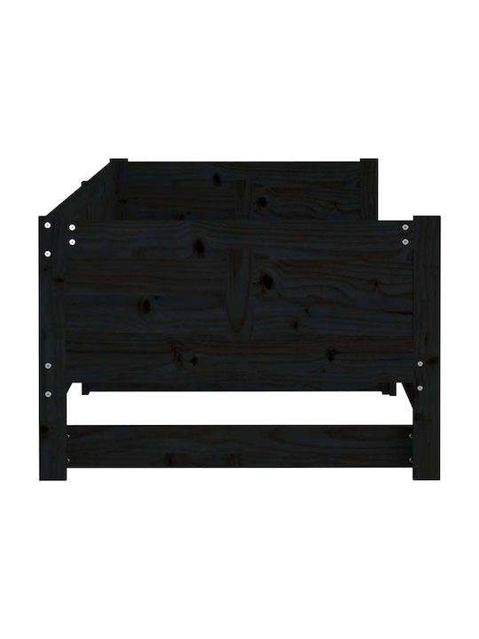 Sofa Bed Single Solid Wood Black with Slats for Mattress 90x200cm