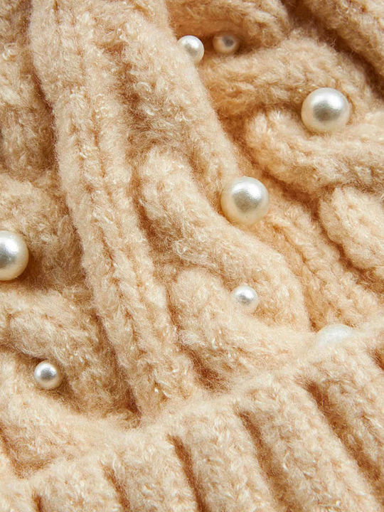 Verde 12-0313 Beanie Cap with Braid Beige