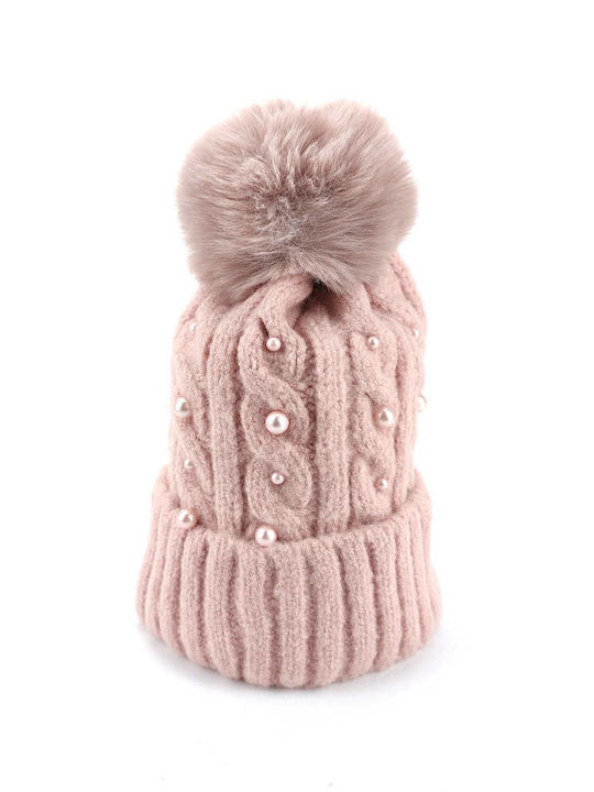 Verde 12-0313 Beanie Cap with Braid Pink