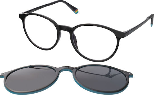 Polaroid Herren Acetat Brillengestell mit Clip-On Schwarz PLD6137/CS 807M9