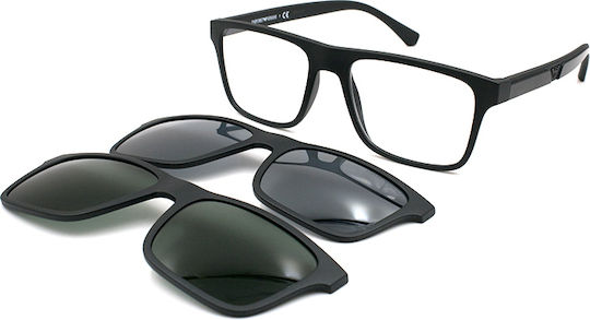 Emporio Armani Пластмасов Рамка за Очила с Clip On Черен EA4115 58011W