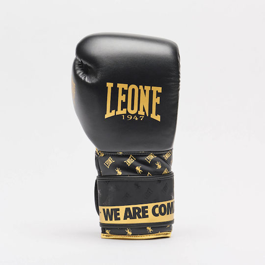 Leone 1947 DNA Black Γάντια Πυγμαχίας Δερμάτινα για Αγώνα Μαύρα