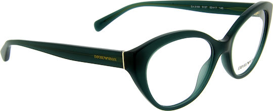 Emporio Armani Women's Acetate Cat Eye Prescription Eyeglass Frame Green EA3189 5127